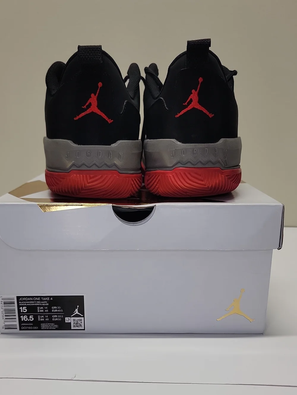 NIKE AIR JORDAN ONE TAKE 4 BLACK & UNIVERSITY RED SZ 15